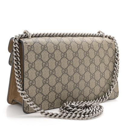 Gucci GG Supreme Monogram Suede Crystal Small Dionysus Shoulder Bag Taupe 3 of 14