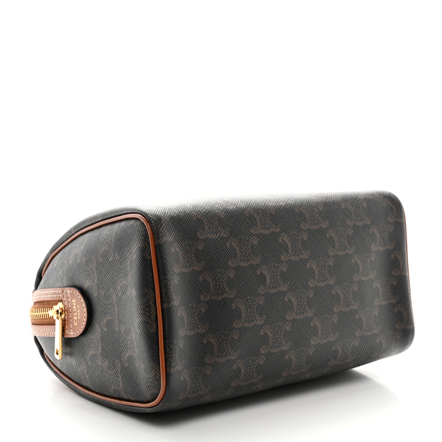 Celine Triomphe Canvas Calfskin Small Boston Bag Tan 4 of 10