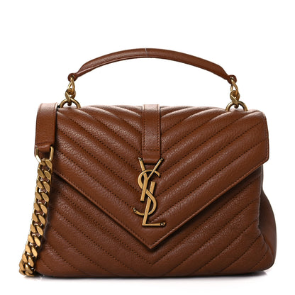 Saint Laurent Calfskin Matelasse Chevron Monogram Medium College Bag Brick 1 of 13