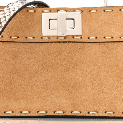 Fendi Goatskin Suede Snakeskin Nano Peekaboo Maxi Handle Satchel Radica Daisy Roccia 9 of 11