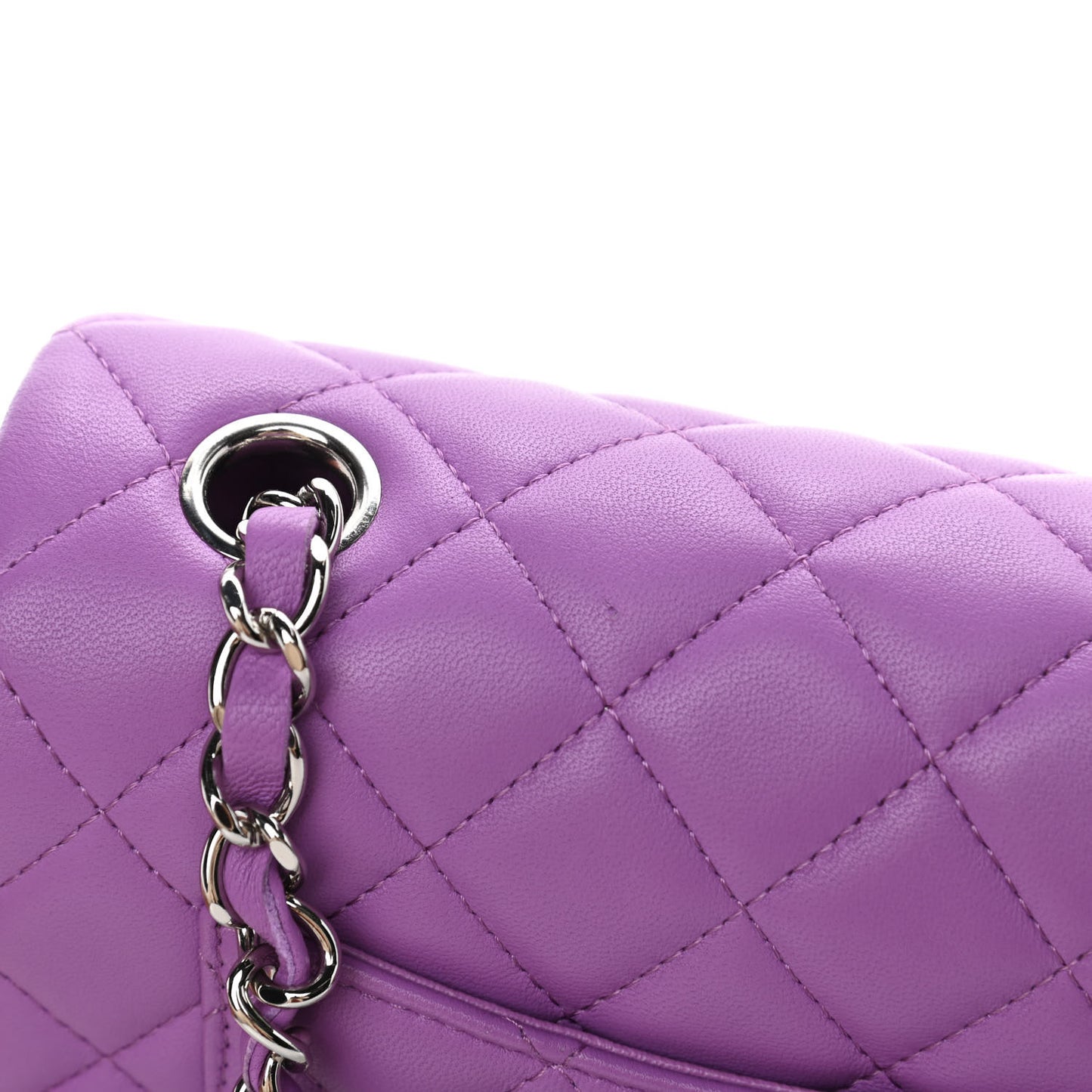 Lambskin Quilted Mini Rectangular Flap Purple