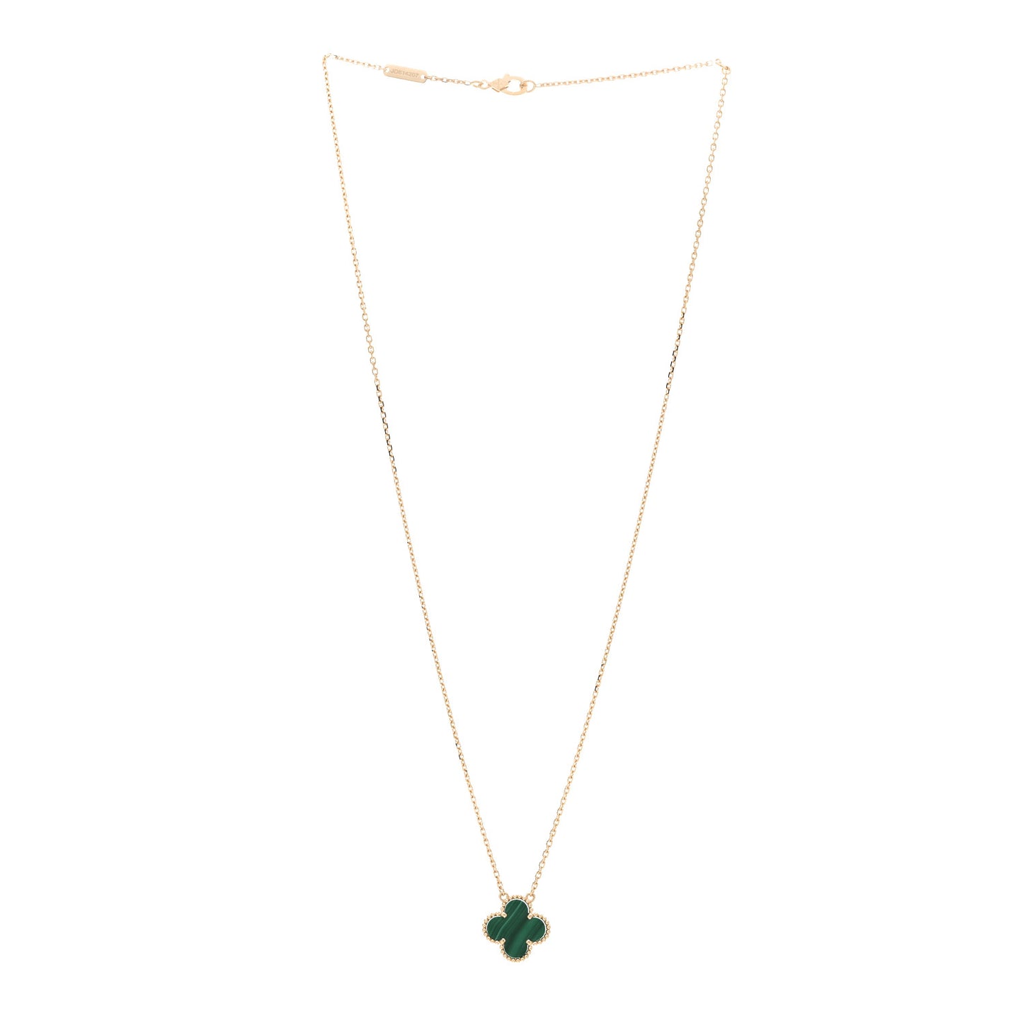 18K Yellow Gold Malachite Vintage Alhambra Pendant Necklace