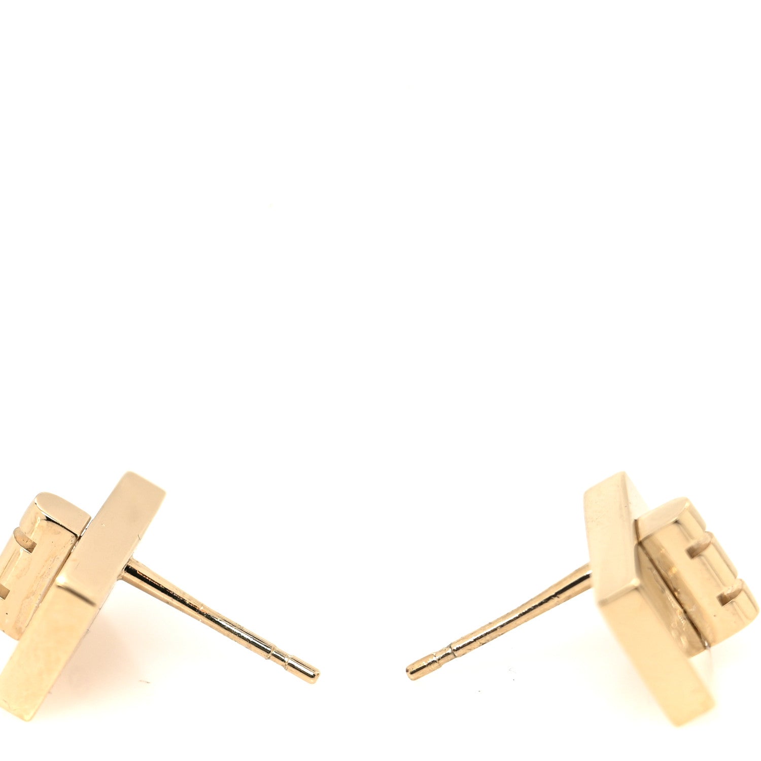Chanel Metal 2.55 Logo Plate Earrings Gold 3 of 4