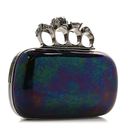Alexander McQueen Patent Skull Knuckle Oil Slick Duster Box Clutch Multicolor 3 of 8