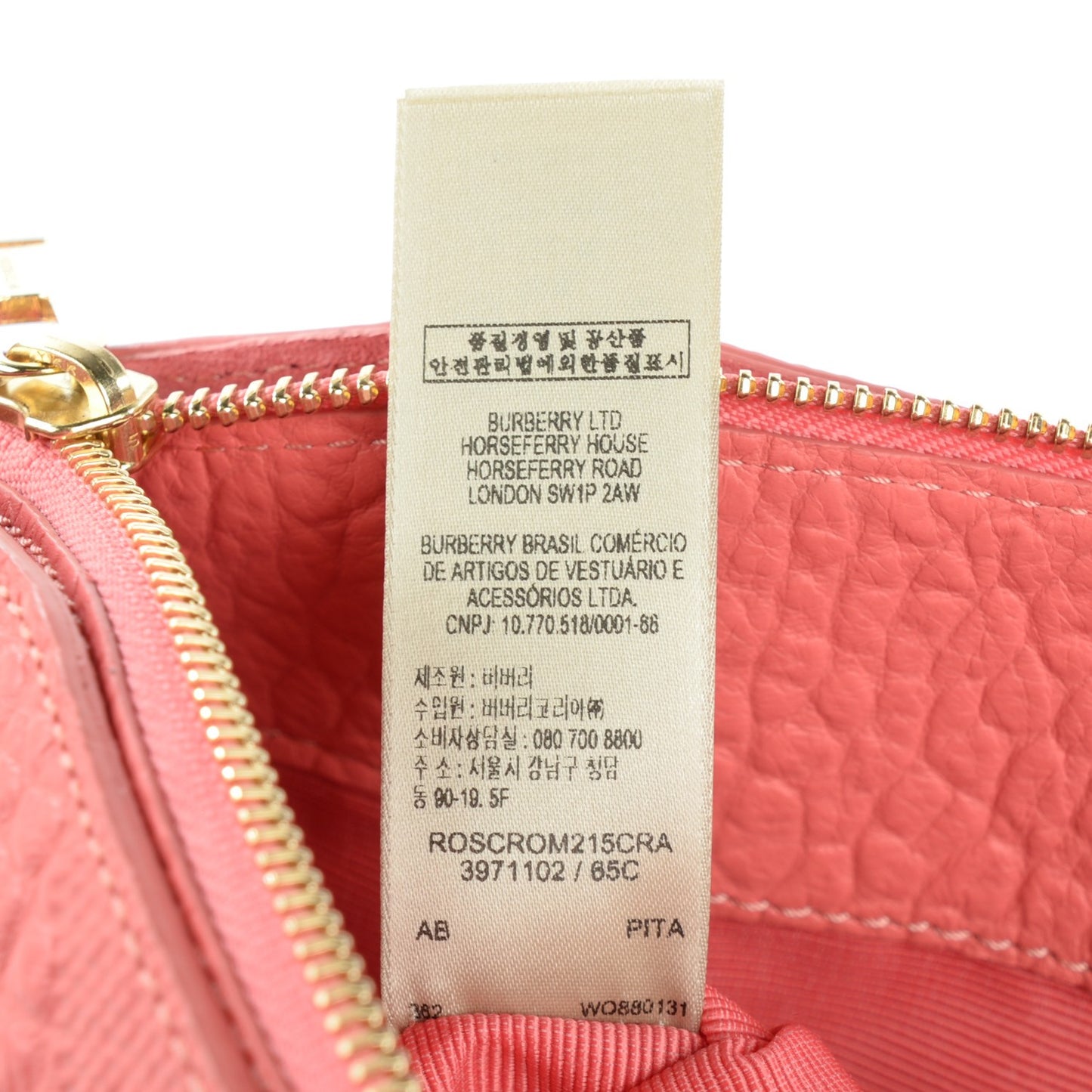 Signature Grain Calfskin Check Embossed Small Chichester Crossbody Clutch Bag Rose Pink