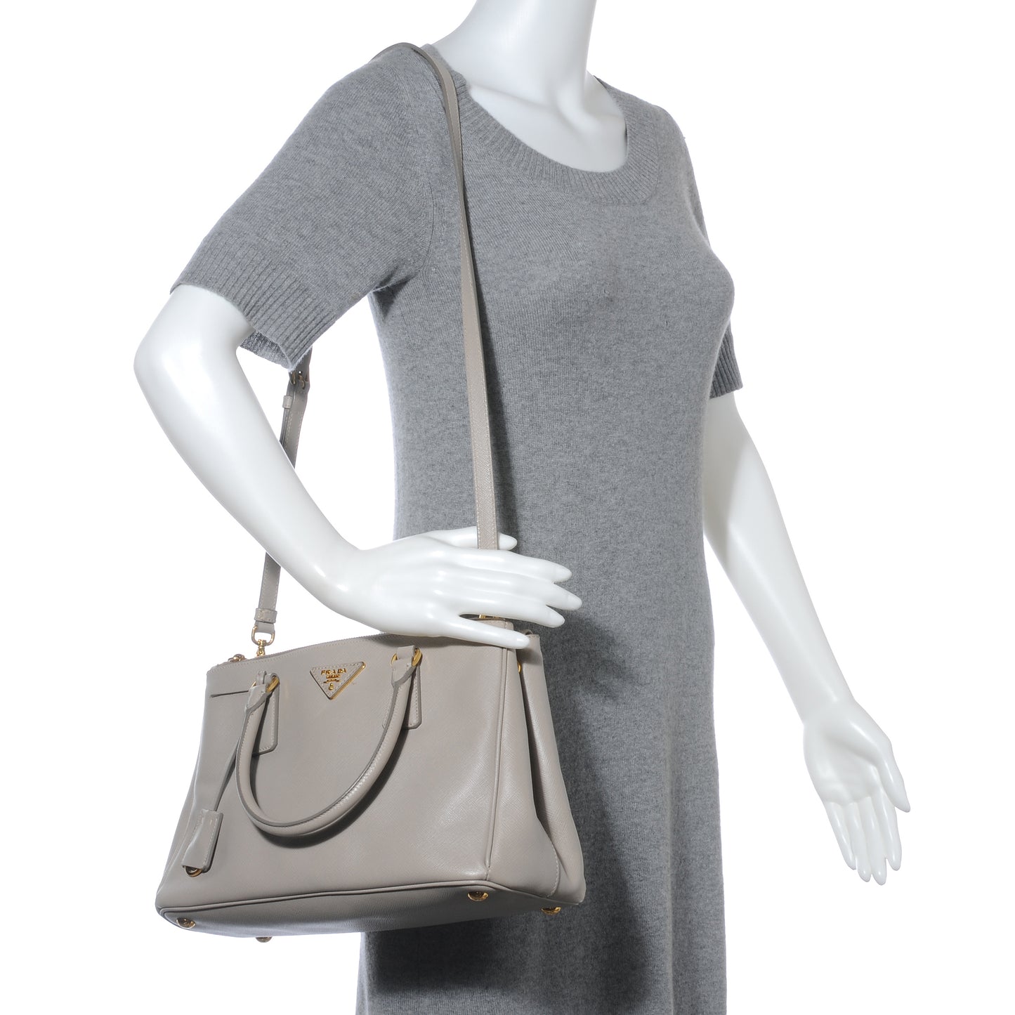 Saffiano Lux Double Zip Tote Pomice