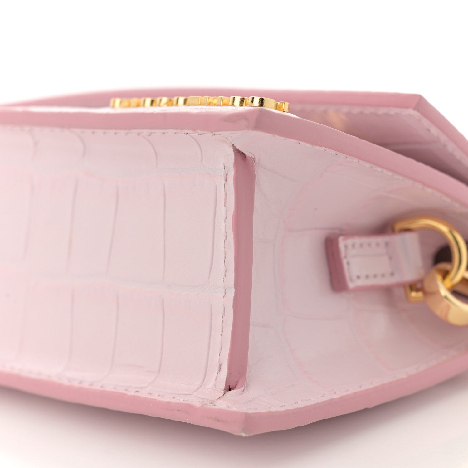 Jacquemus Calfskin Crocodile Embossed Le Chiquito Long Pale Pink 9 of 9