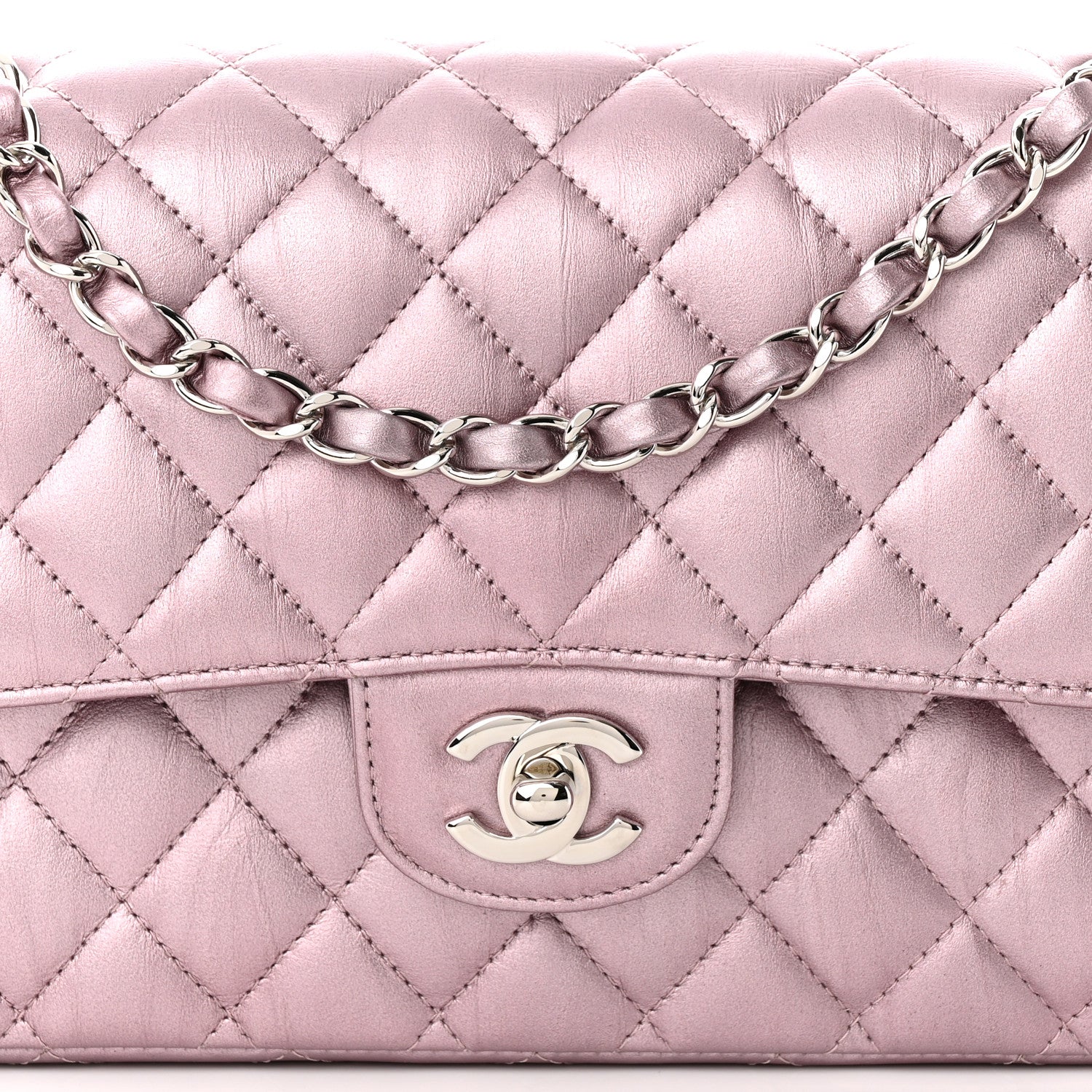 Chanel Metallic Calfskin Quilted Medium Double Flap Purple 8 of 11
