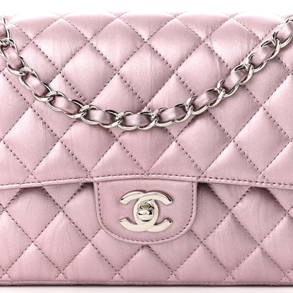 Chanel Metallic Calfskin Quilted Medium Double Flap Purple 8 of 11