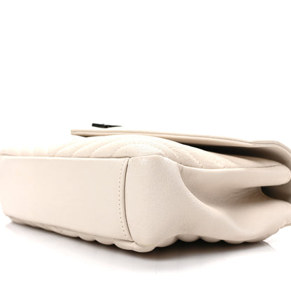 Saint Laurent Sheepskin Matelasse Chevron Monogram Medium College Bag Dove White 8 of 8