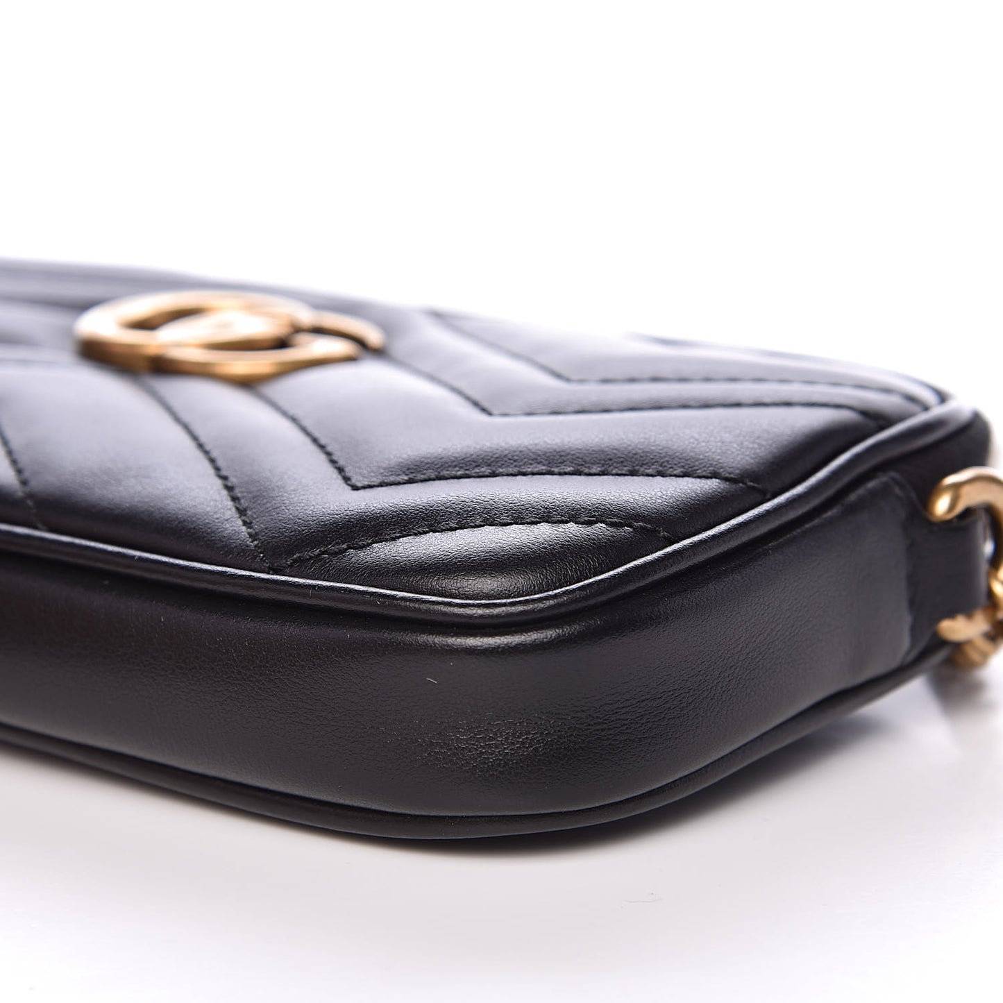 Calfskin Matelasse Mini GG Marmont Chain Crossbody Bag Black