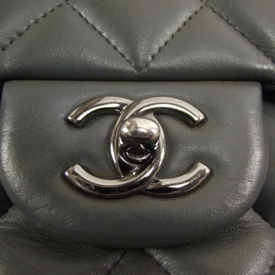 Lambskin Quilted Maxi Flap Gray