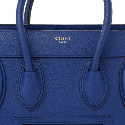 Celine Drummed Calfskin Micro Luggage Indigo 7 of 11