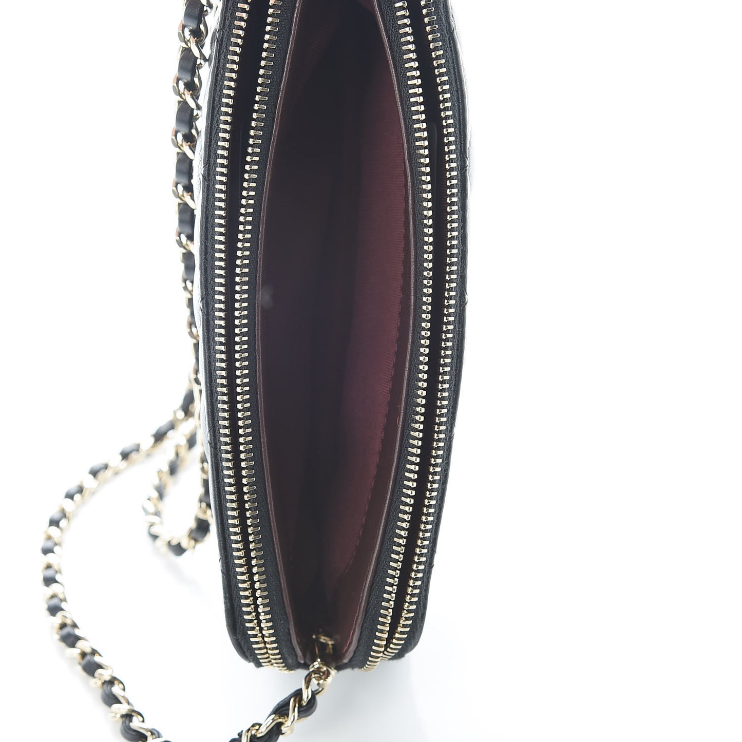 Lambskin Quilted Small Clutch With Chain Black