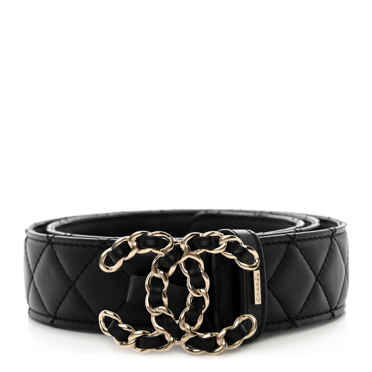 Chanel Calfskin Quilted CC Chain Belt 75/30 Black 1 of 9