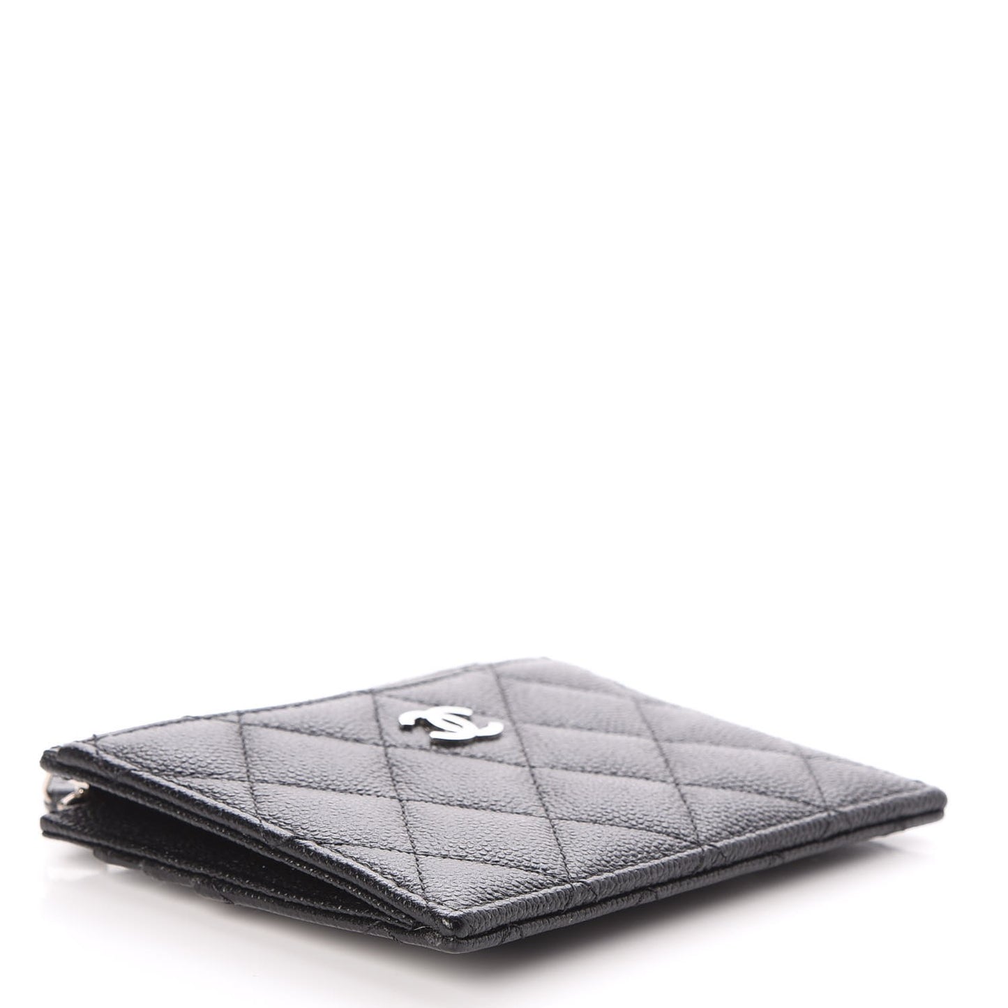 Caviar Quilted CC Zip Card Holder Black