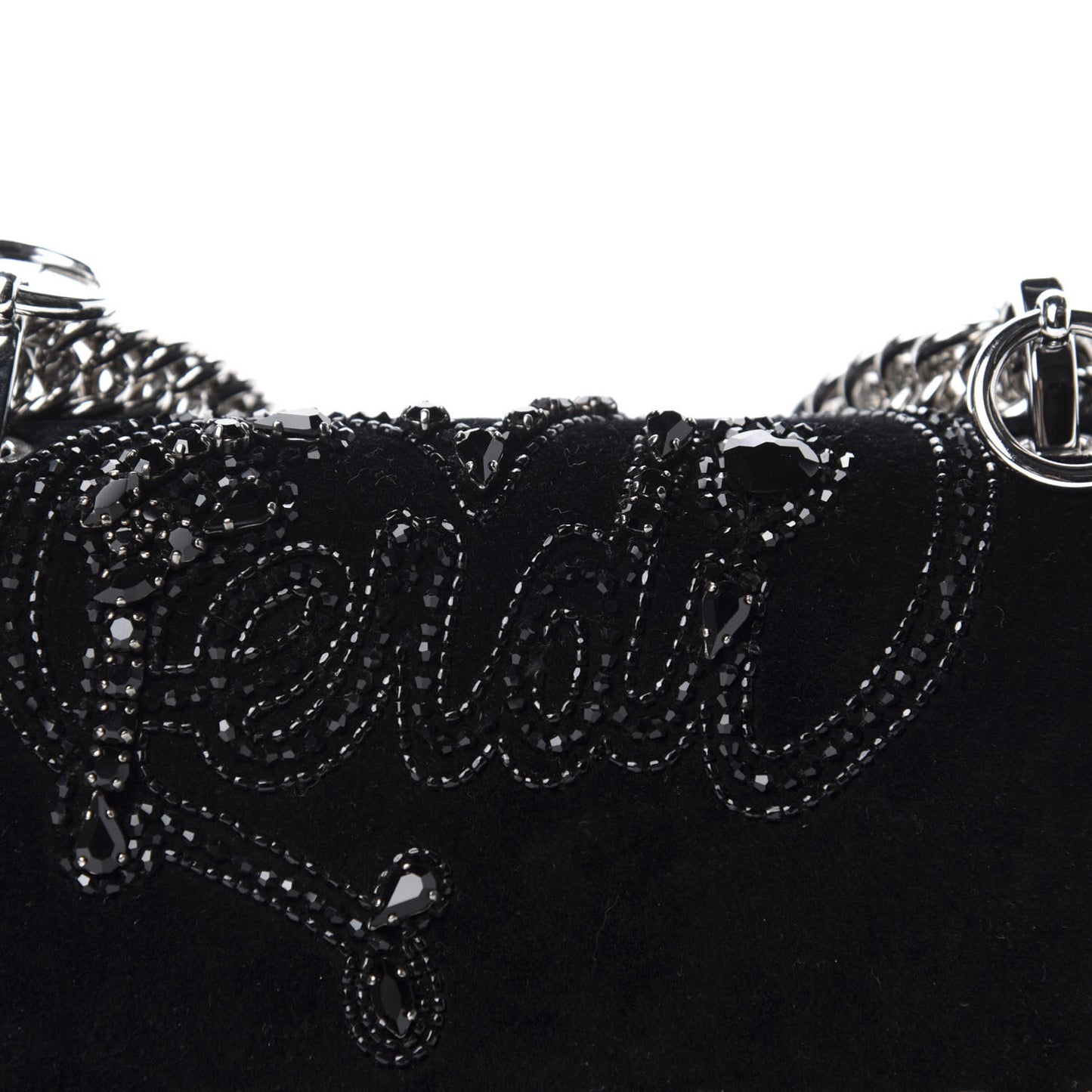 Velvet Vitello Liberty Crystal Logo Lace Up Small Kan I Shoulder Bag Black