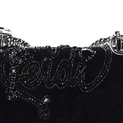 Fendi Velvet Vitello Liberty Crystal Logo Lace Up Small Kan I Shoulder Bag Black 10 of 10