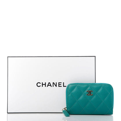 Chanel Caviar Quilted Zip Coin Purse Dark Turquoise 8 of 8