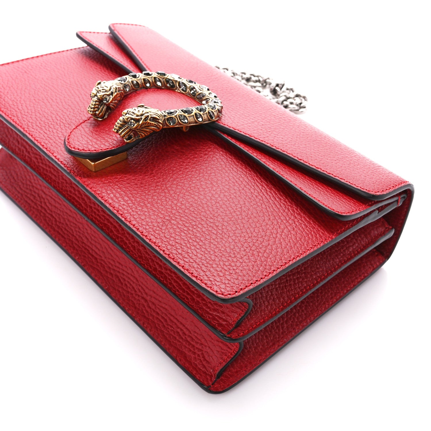 Gucci Dollar Calfskin Swarovski Crystal Small Dionysus Shoulder Bag Hibiscus Red 12 of 12