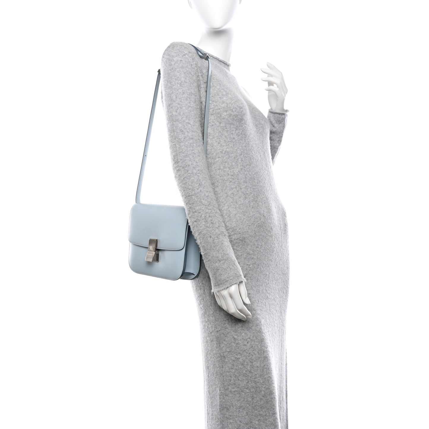 Box Calfskin Medium Classic Box Flap Bag Sky