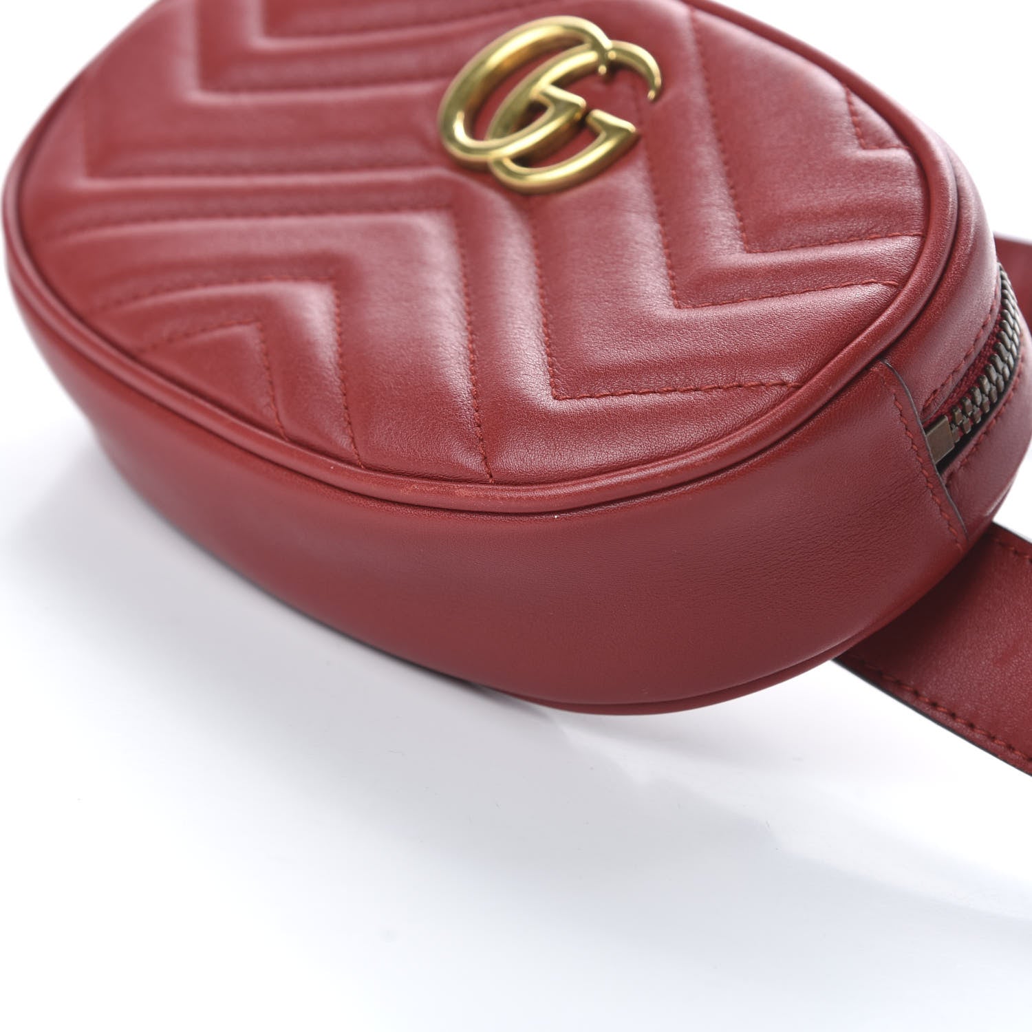 Gucci Calfskin Matelasse GG Marmont Belt Bag 95 38 Hibiscus Red 7 of 11