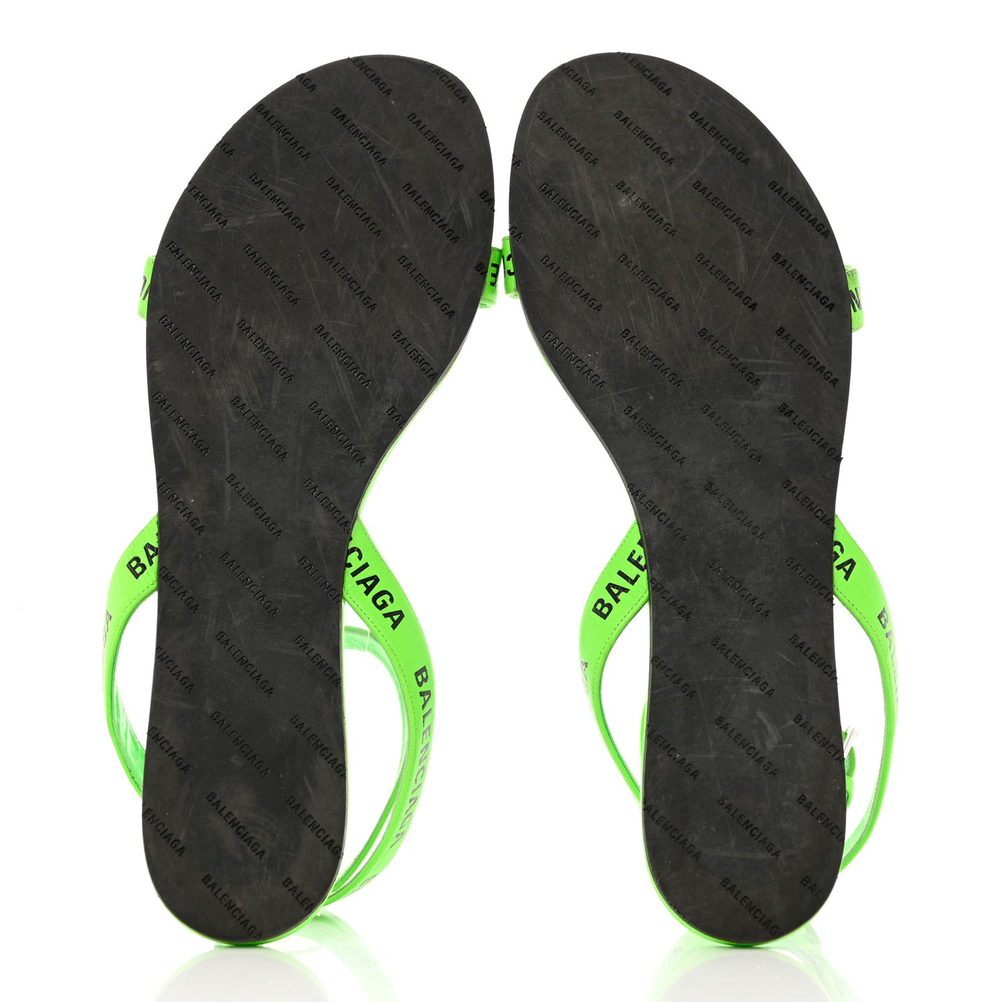 Calfskin Allover Logo Flat Sandals 41 Fluo Green Black
