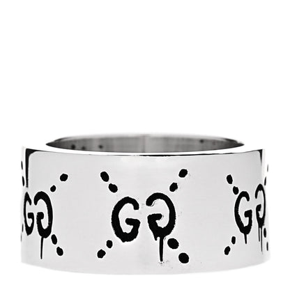 Gucci Sterling Silver GucciGhost Hamlet Skull Band Ring 47 4 3 of 6