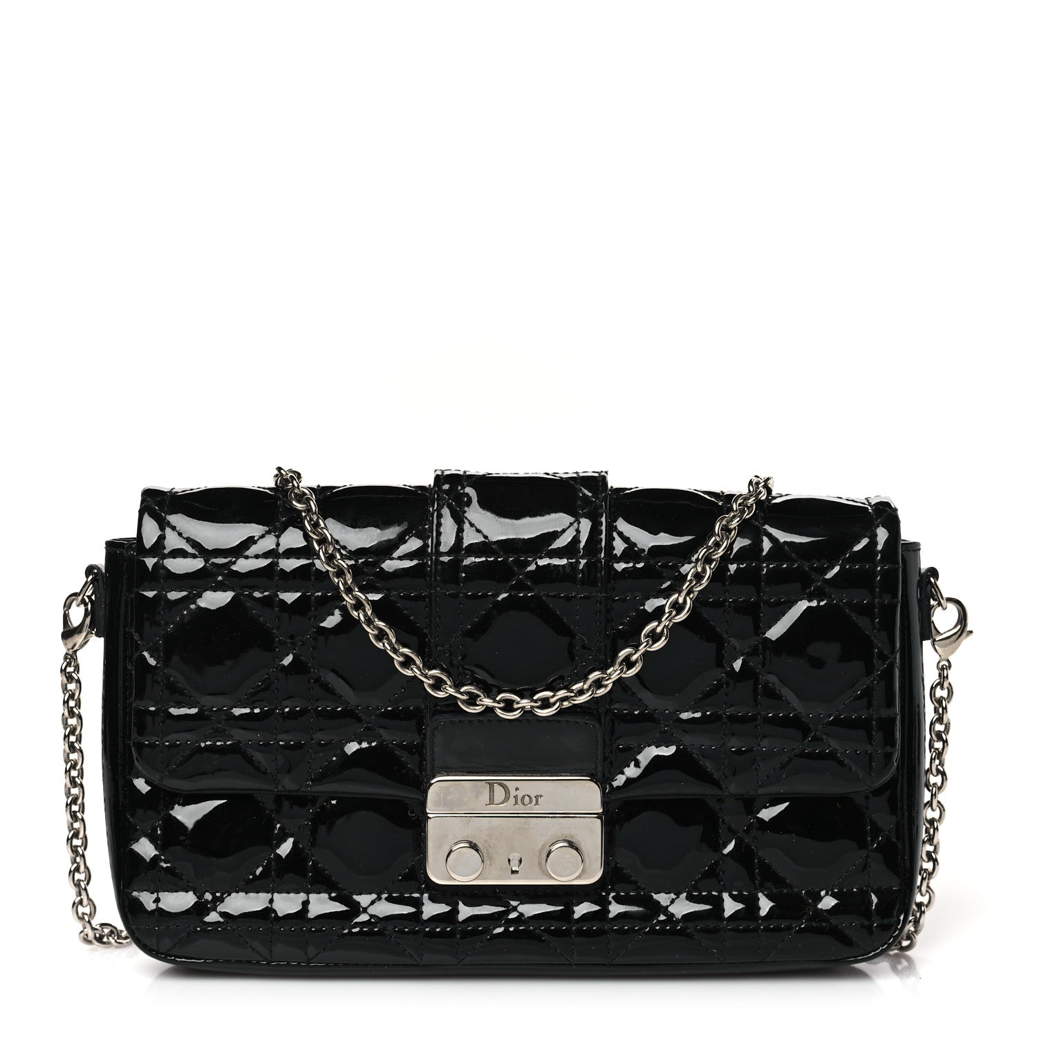 Christian Dior Patent Cannage New Lock Pouch Black 1 of 8