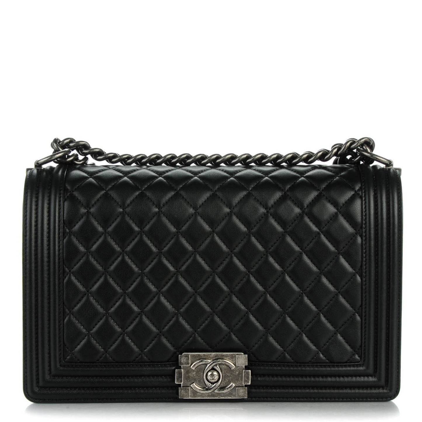 Lambskin Quilted New Medium Boy Flap Black