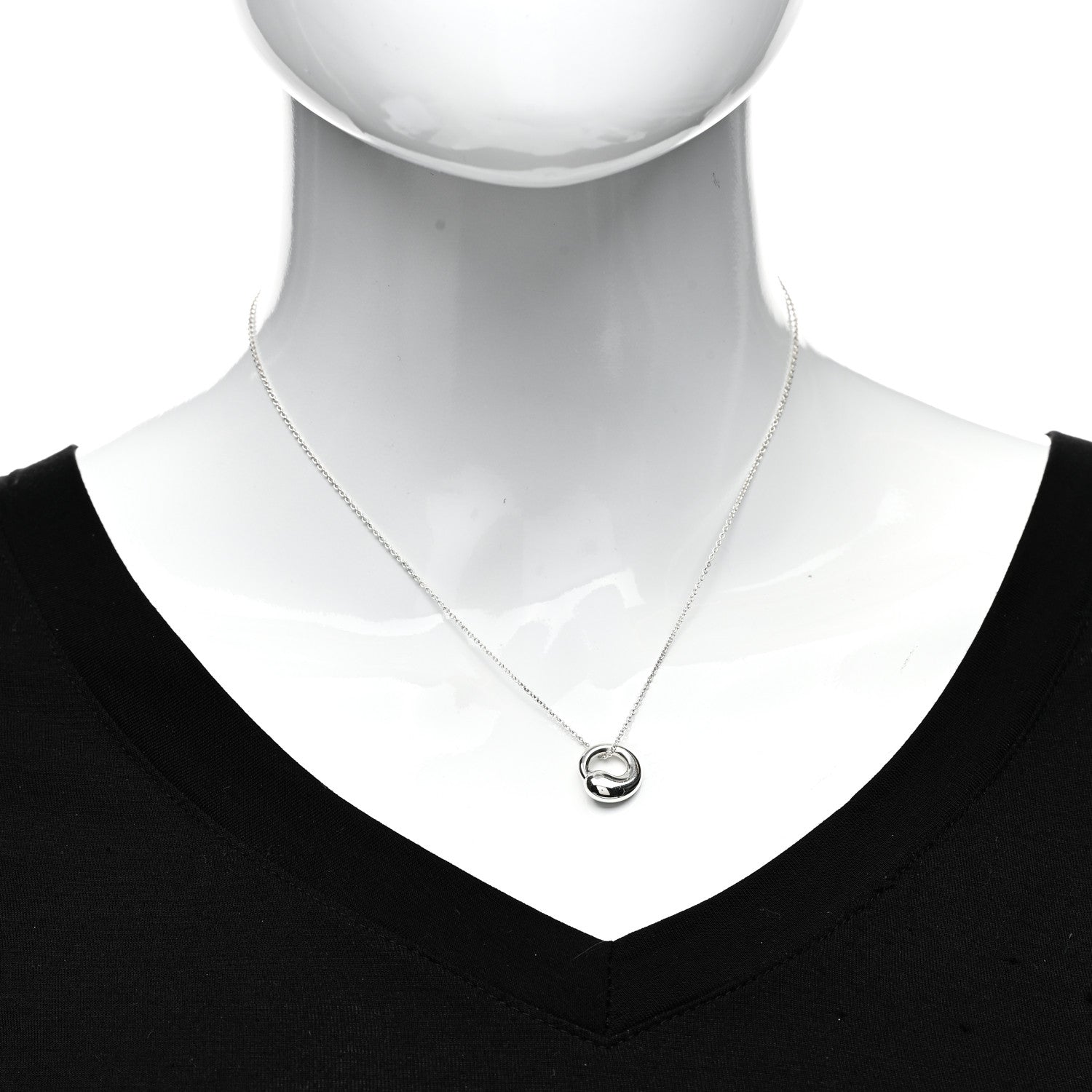 Tiffany Sterling Silver 12mm Elsa Peretti Eternal Circle Pendant Necklace 2 of 4