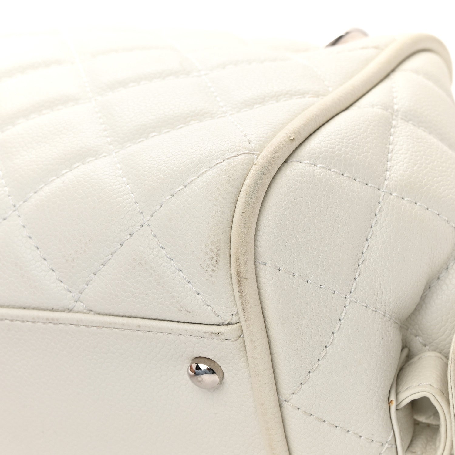 Chanel Caviar Quilted CC Timeless Bowler White 11 of 23