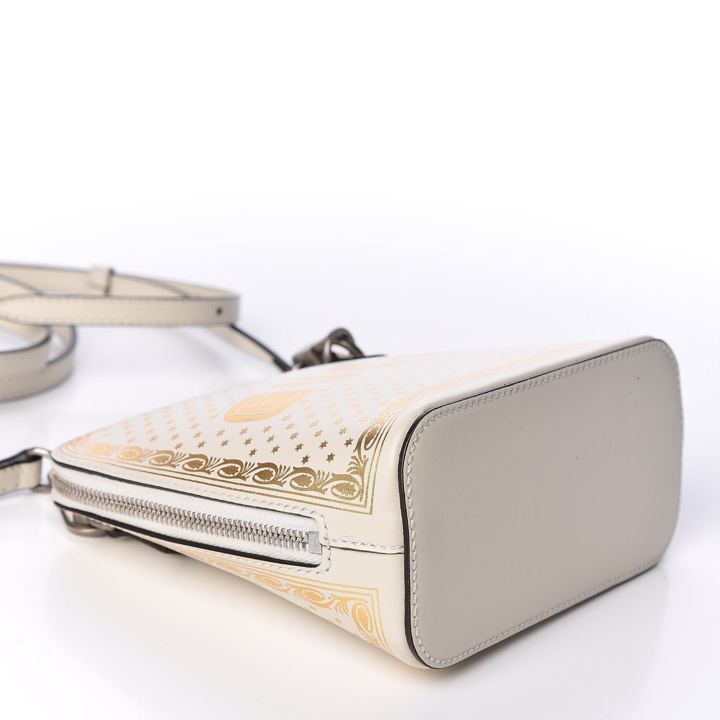 X SEGA Calfskin GUCCY Stars Mini Dome Shoulder Bag Mystic White Gold