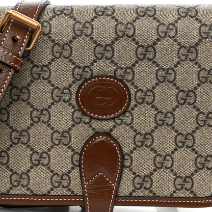 Gucci GG Supreme Monogram Azalea Calfskin Mini Retro Interlocking G Flap Shoulder Bag Beige Ebony Brown Sugar 8 of 10