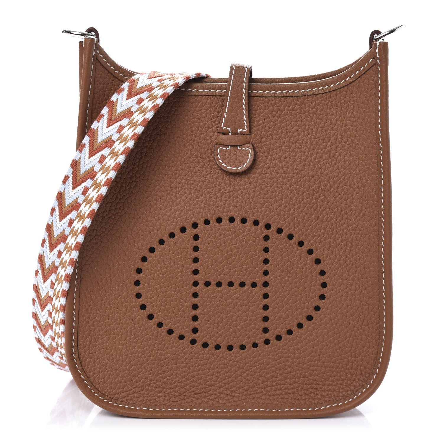 Hermes Taurillon Clemence Allegro Evelyne TPM Gold Cornaline White 1 of 10