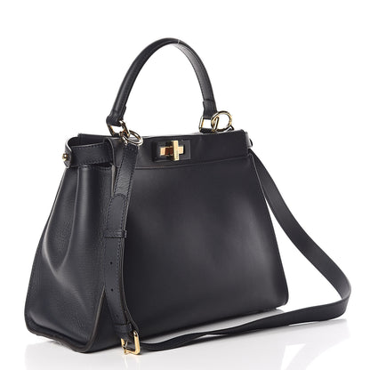 Fendi Calfskin Velvet Fun Fair Medium Peekaboo Iconic Satchel Night Blue Multicolor 5 of 13