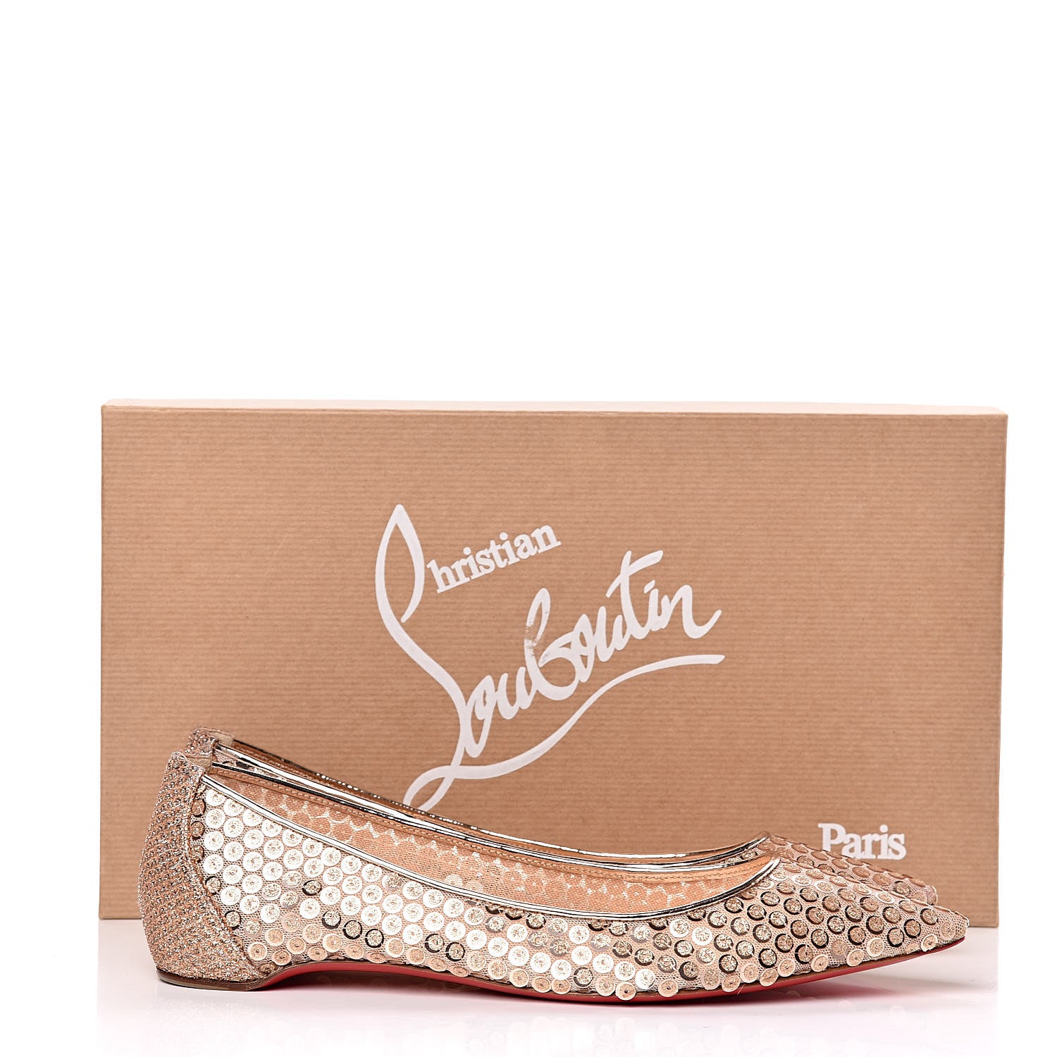 Christian Louboutin Lace Paill Cabaret Rete 554 Flats 37.5 Version Nude 9 of 9