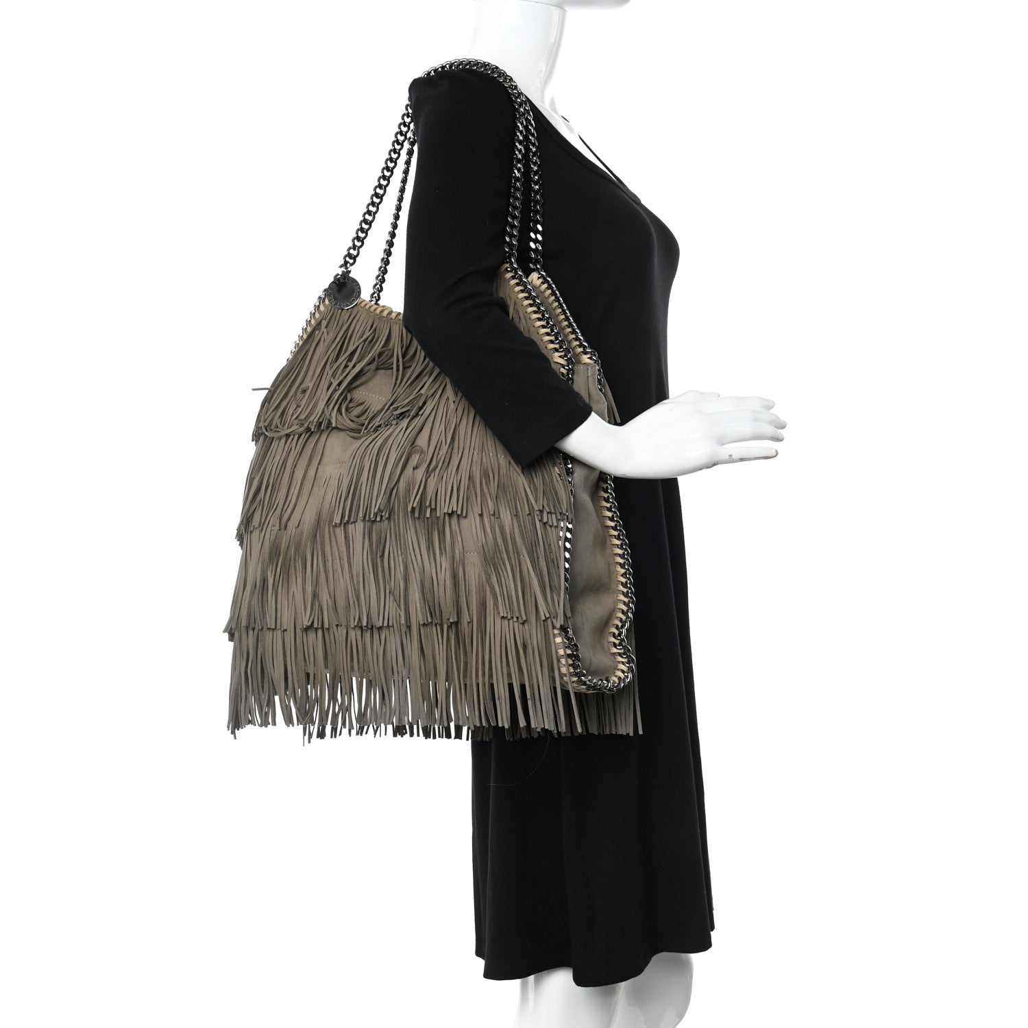 Stella McCartney Eco Suede Fringe Big Falabella Tote Taupe 2 of 14