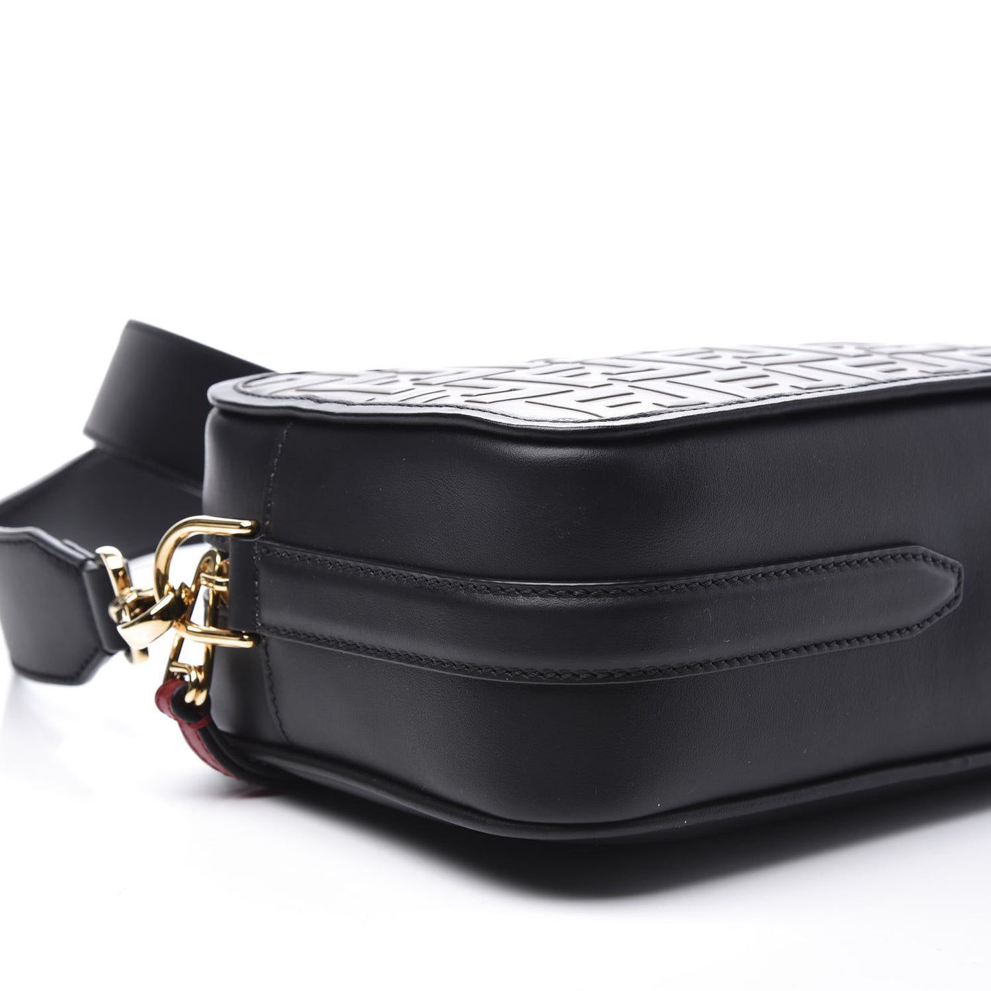 Vitello Century F is Fendi Bi-Color FF 1974 Embossed Camera Case Maya Black