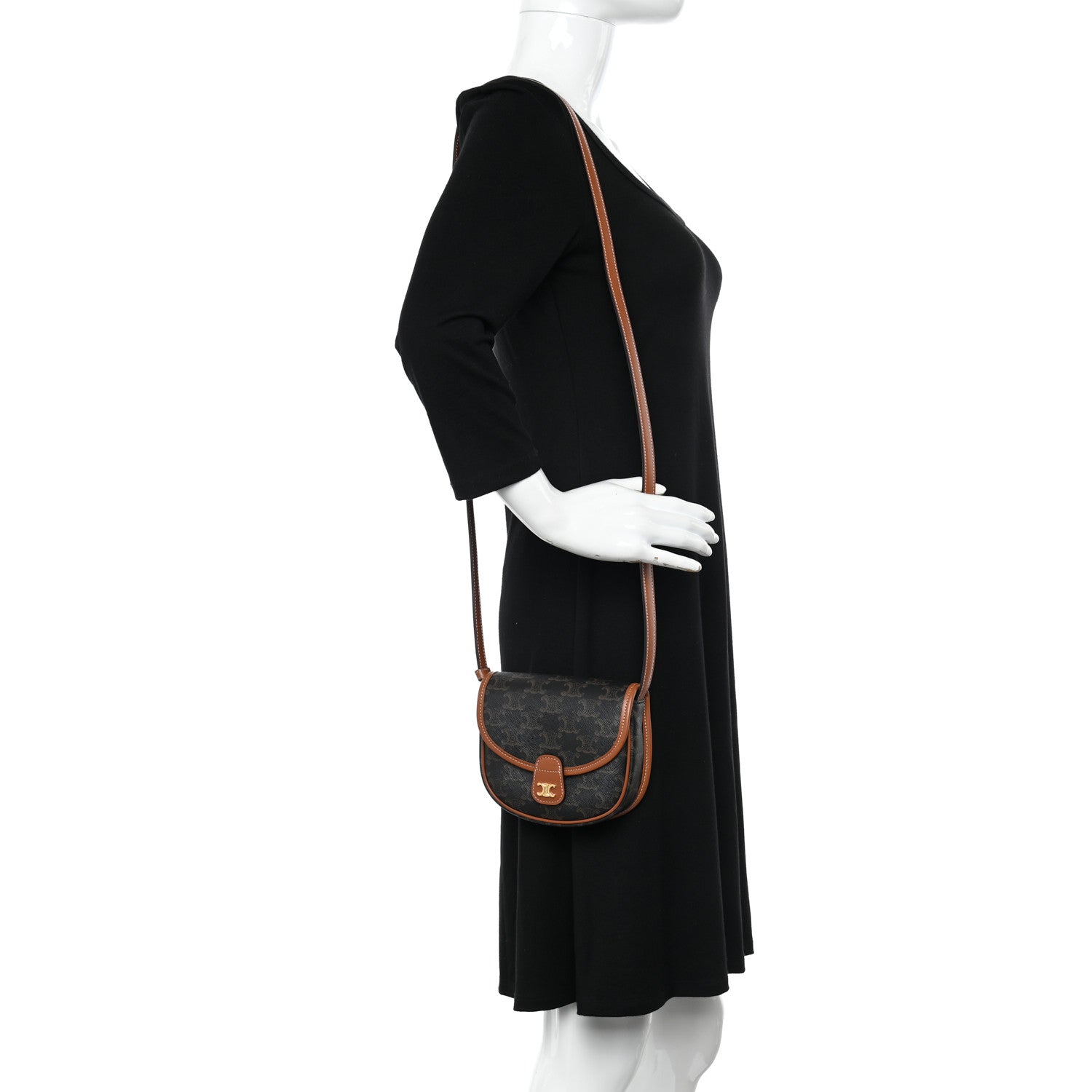 Celine Canvas Calfskin Triomphe Mini Besace Tan 2 of 10