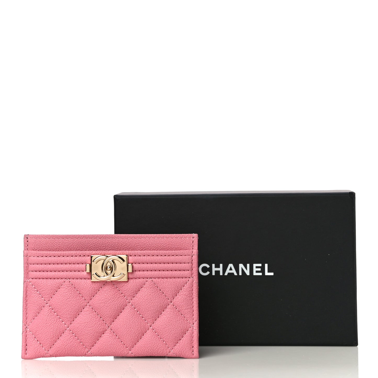 Caviar Quilted Boy Card Holder Pink