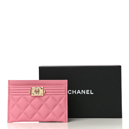 Chanel Caviar Quilted Boy Card Holder Pink 11 of 11