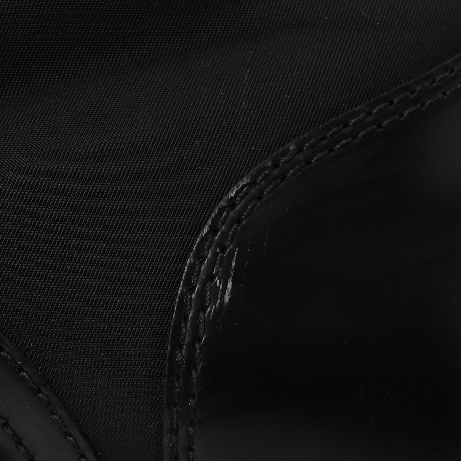Prada Spazzolato Rois Nylon Metal Triangle Logo Monolith Pouch Pocket 55mm Boots 38 Black 14 of 15