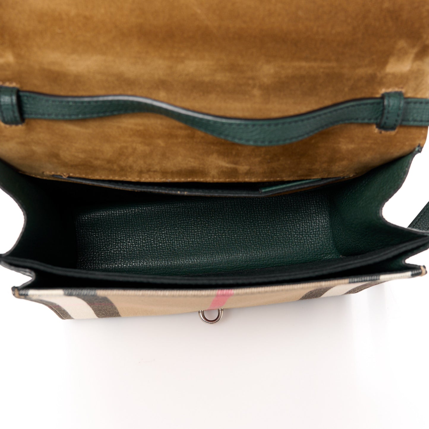 Derby Calfskin House Check Small Macken Crossbody Bag Dark Bottle Green