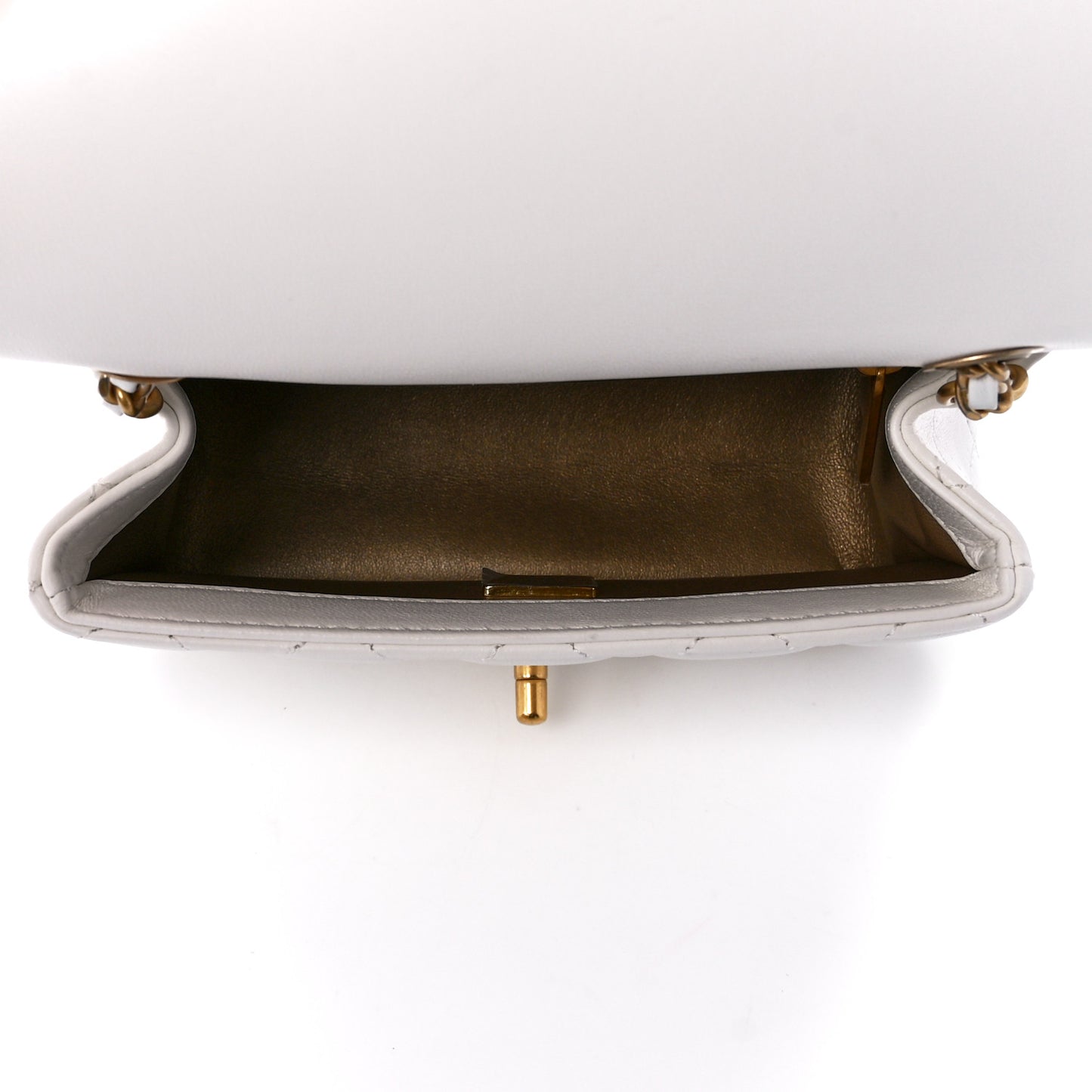 Lambskin Quilted Mini Pearl Crush Flap White