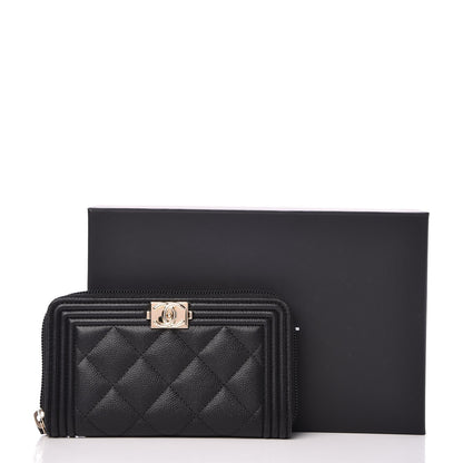 Chanel Caviar Quilted Small Boy Zip Around Wallet Black 9 of 9
