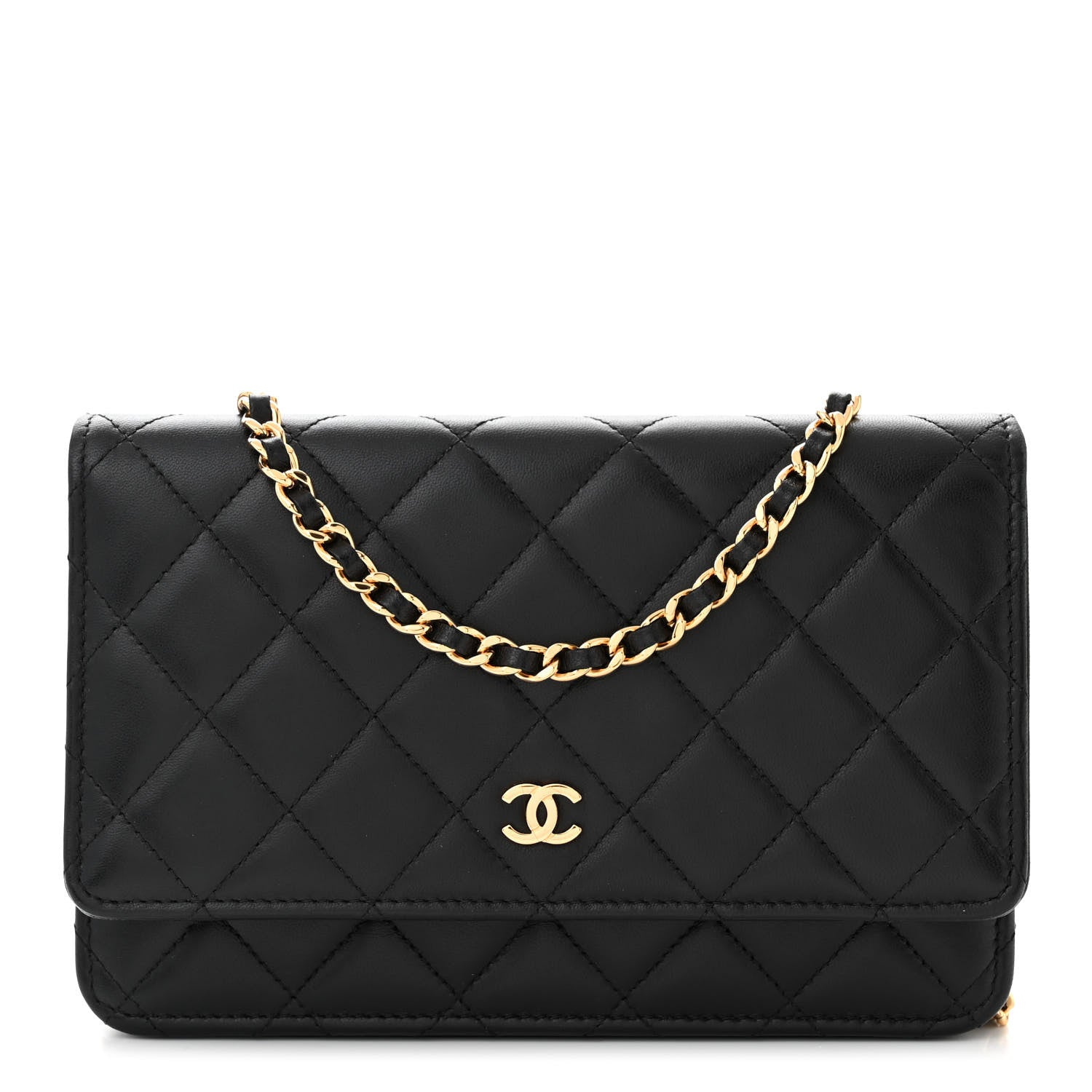 Chanel Lambskin Quilted Wallet On Chain WOC Black 1 of 14