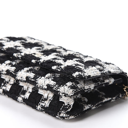 Chanel Tweed Quilted Wallet On Chain WOC Black Ecru White 9 of 10