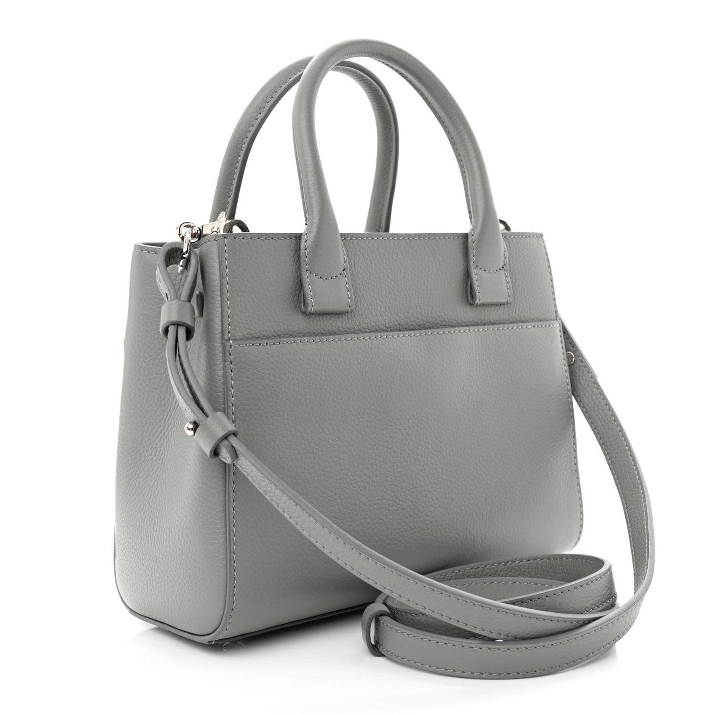 Grained Calfskin Mini Neo Executive Shopper Tote Grey