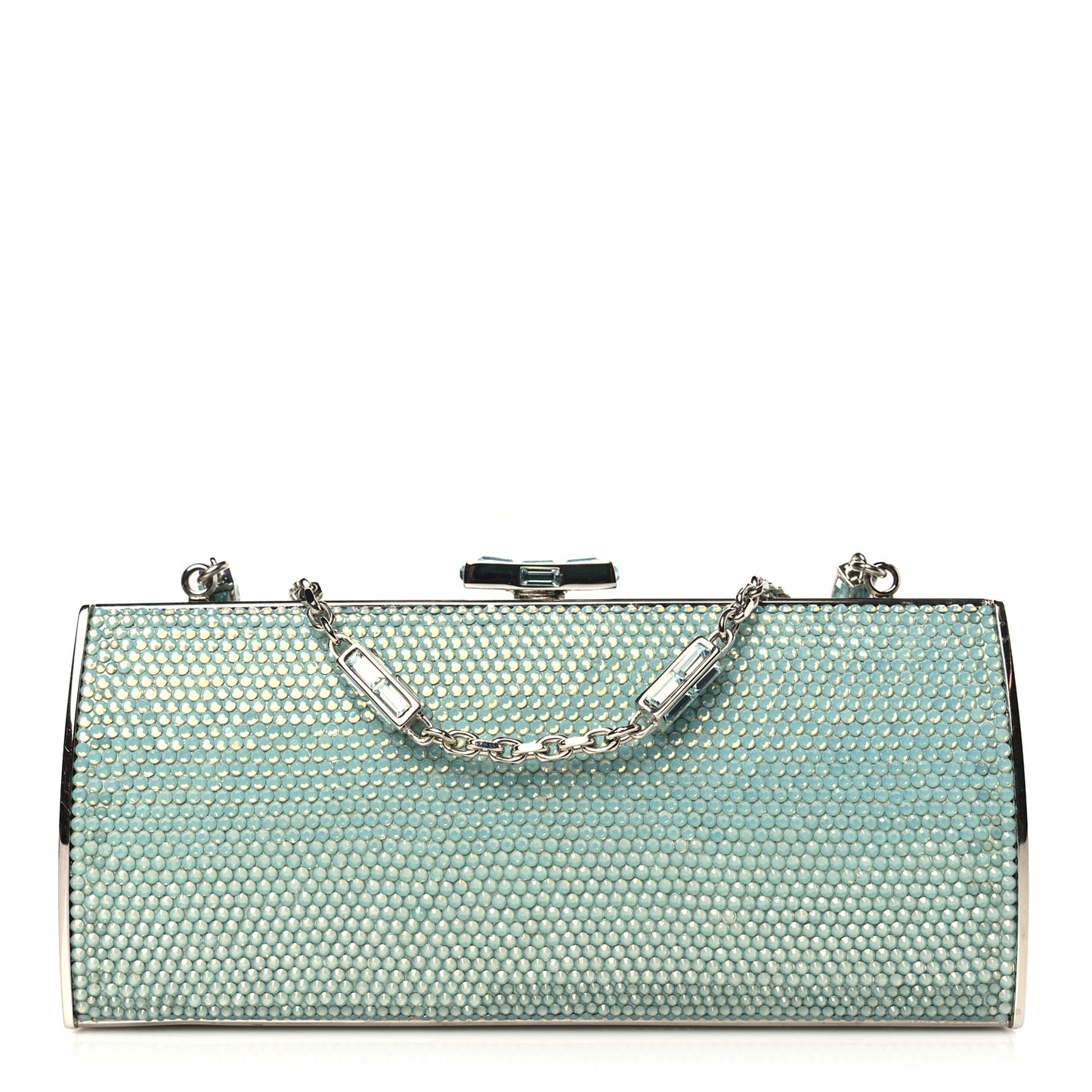 Swarovski Crystal Minaudiere Clutch Aquamarine